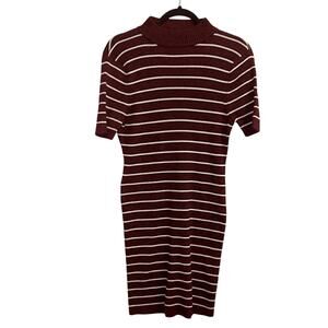 Women’s Cotton On Striped Maroon and White Knit Dress XL